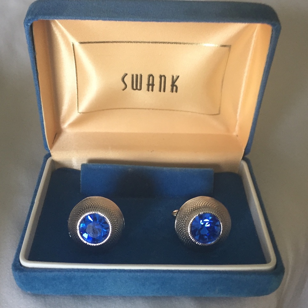 Vintage Swank Faux Blue Sapphire Cufflinks
